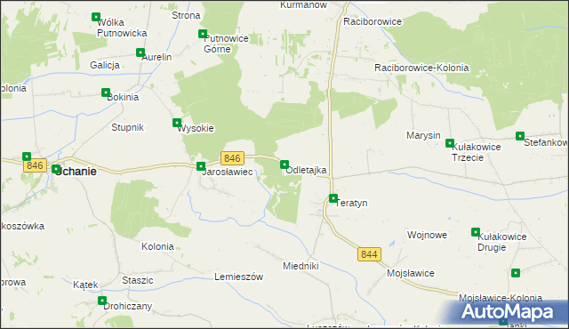 mapa Odletajka, Odletajka na mapie Targeo