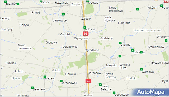 mapa Ogrodzona gmina Daszyna, Ogrodzona gmina Daszyna na mapie Targeo
