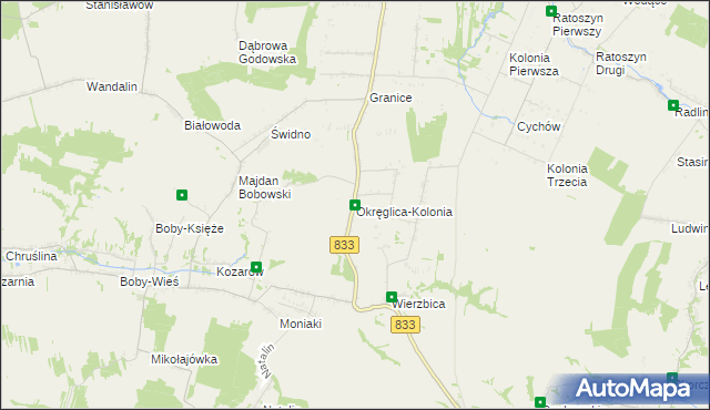 mapa Okręglica-Kolonia, Okręglica-Kolonia na mapie Targeo