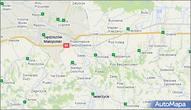 mapa Olchowa gmina Iwierzyce, Olchowa gmina Iwierzyce na mapie Targeo