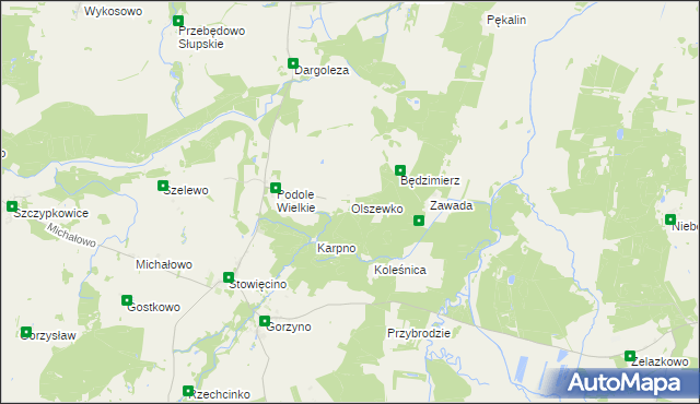 mapa Olszewko gmina Główczyce, Olszewko gmina Główczyce na mapie Targeo