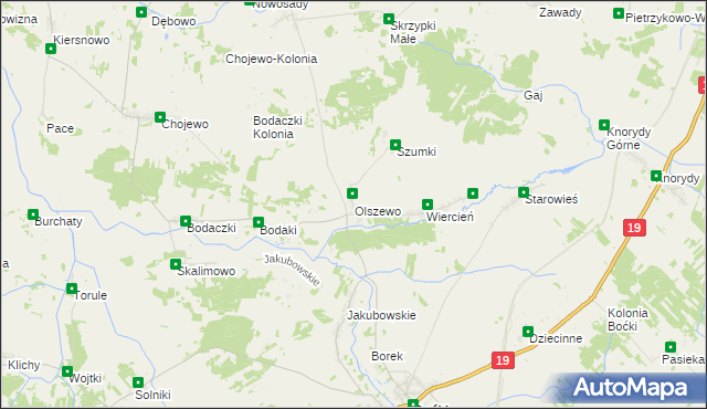 mapa Olszewo gmina Boćki, Olszewo gmina Boćki na mapie Targeo