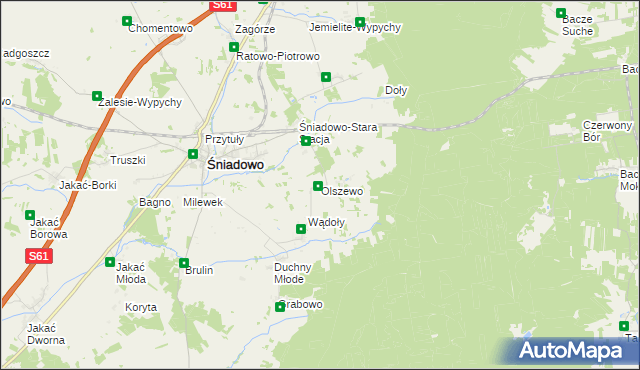mapa Olszewo gmina Śniadowo, Olszewo gmina Śniadowo na mapie Targeo
