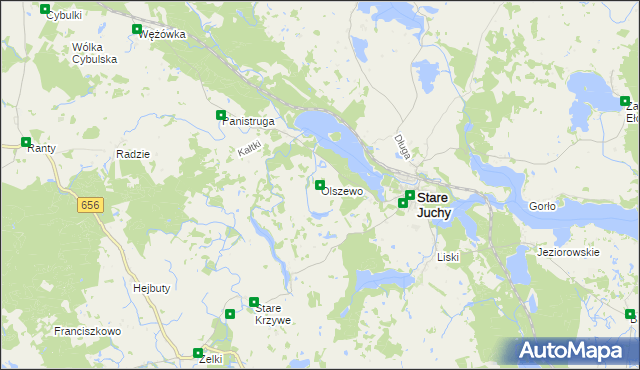 mapa Olszewo gmina Stare Juchy, Olszewo gmina Stare Juchy na mapie Targeo