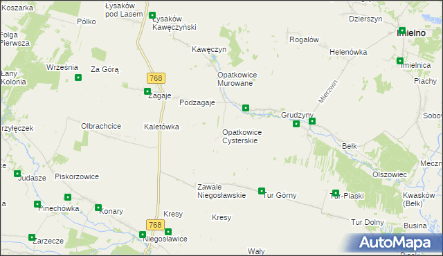 mapa Opatkowice Cysterskie, Opatkowice Cysterskie na mapie Targeo