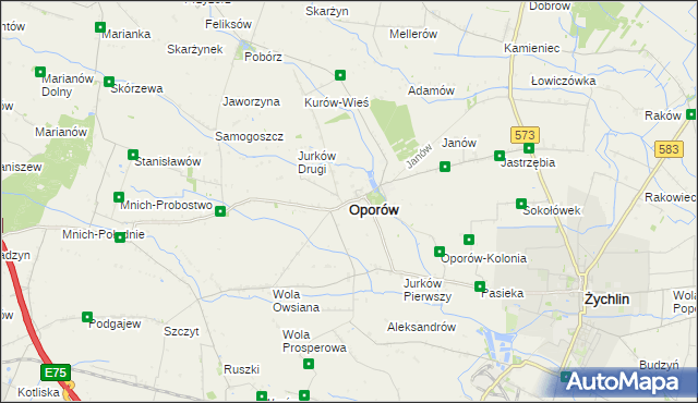 mapa Oporów powiat kutnowski, Oporów powiat kutnowski na mapie Targeo