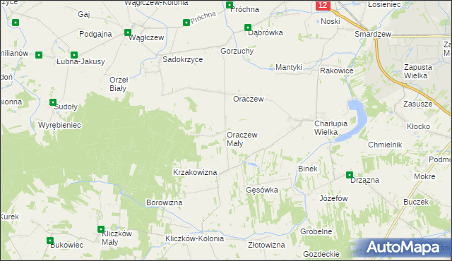 mapa Oraczew Mały, Oraczew Mały na mapie Targeo