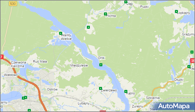 mapa Orlik gmina Łukta, Orlik gmina Łukta na mapie Targeo