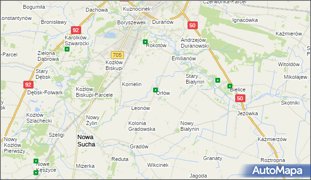 mapa Orłów gmina Nowa Sucha, Orłów gmina Nowa Sucha na mapie Targeo