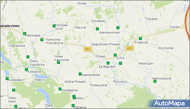 mapa Orłowo gmina Bakałarzewo, Orłowo gmina Bakałarzewo na mapie Targeo