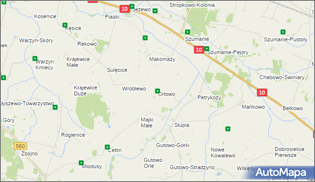 mapa Orłowo gmina Zawidz, Orłowo gmina Zawidz na mapie Targeo