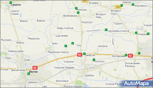 mapa Orły gmina Ożarów Mazowiecki, Orły gmina Ożarów Mazowiecki na mapie Targeo