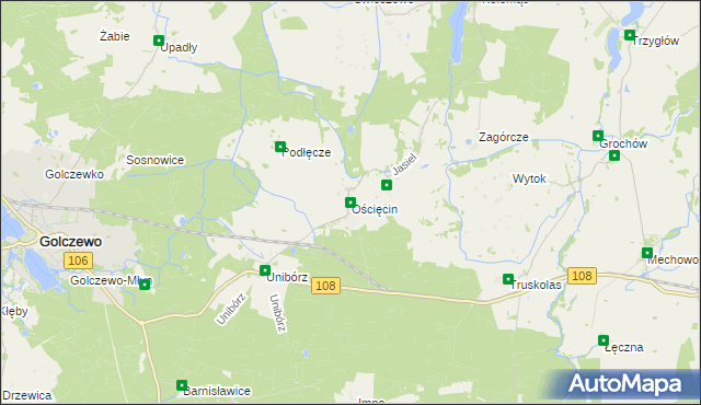 mapa Ościęcin, Ościęcin na mapie Targeo