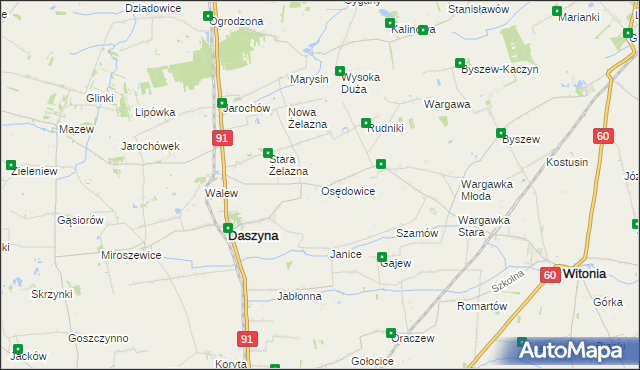 mapa Osędowice, Osędowice na mapie Targeo