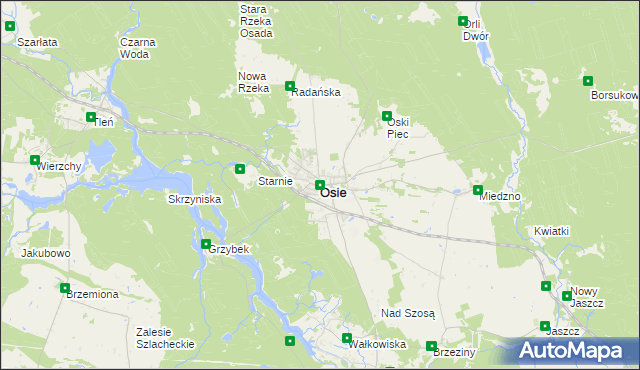 mapa Osie, Osie na mapie Targeo