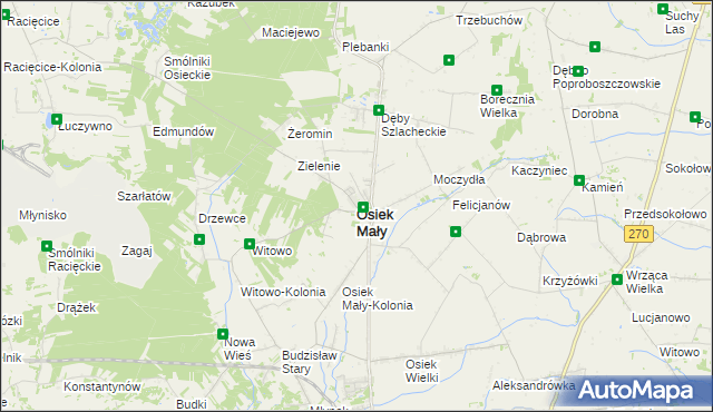 mapa Osiek Mały powiat kolski, Osiek Mały powiat kolski na mapie Targeo