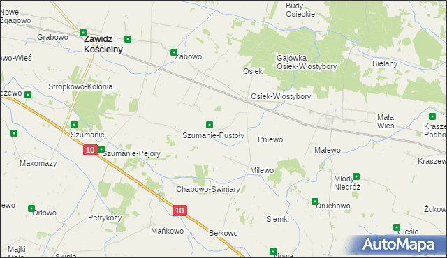 mapa Osiek Piaseczny, Osiek Piaseczny na mapie Targeo