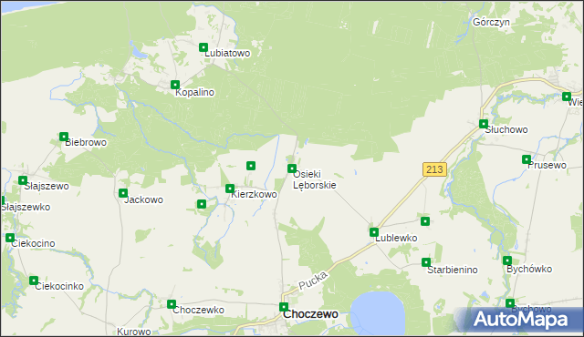mapa Osieki Lęborskie, Osieki Lęborskie na mapie Targeo