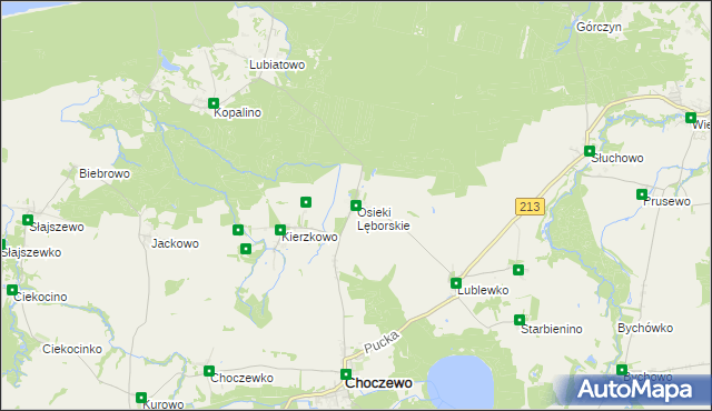 mapa Osieki Lęborskie, Osieki Lęborskie na mapie Targeo