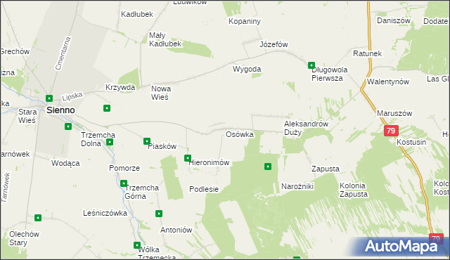 mapa Osówka gmina Sienno, Osówka gmina Sienno na mapie Targeo