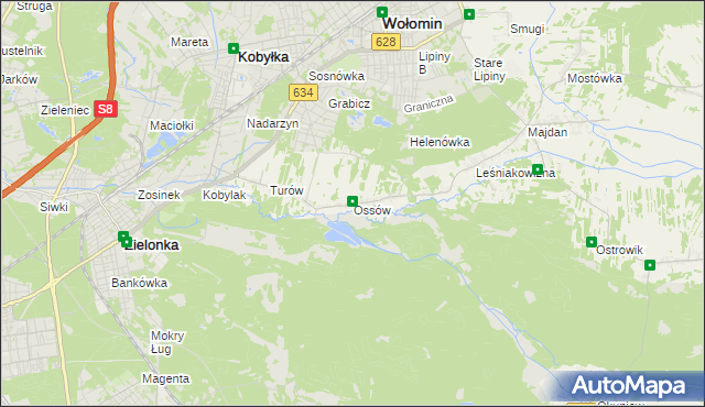 mapa Ossów, Ossów na mapie Targeo