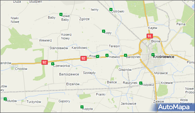 mapa Ostałów gmina Krośniewice, Ostałów gmina Krośniewice na mapie Targeo