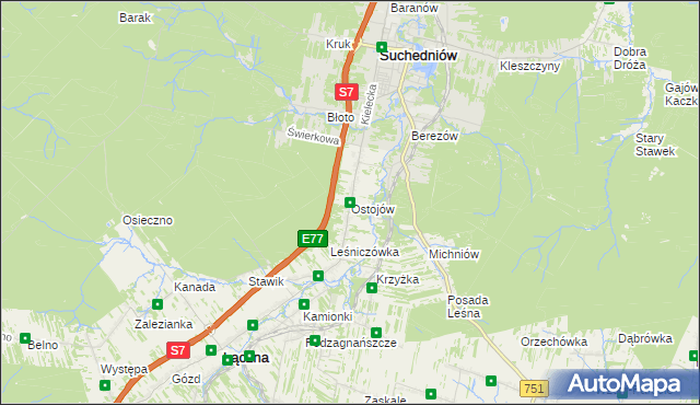 mapa Ostojów, Ostojów na mapie Targeo