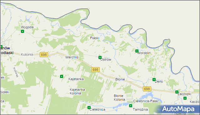 mapa Ostrów gmina Janów Podlaski, Ostrów gmina Janów Podlaski na mapie Targeo