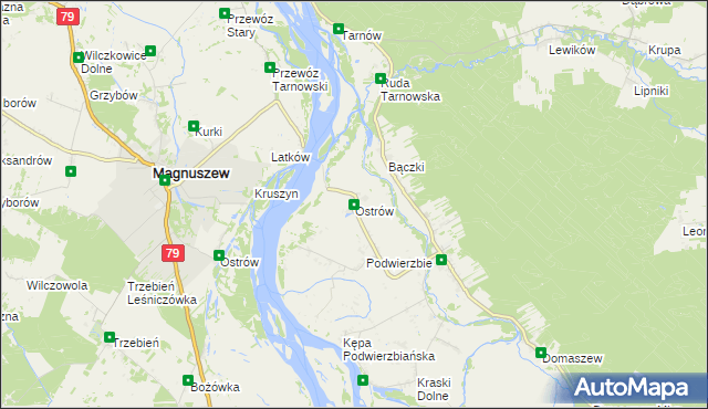 mapa Ostrów gmina Maciejowice, Ostrów gmina Maciejowice na mapie Targeo
