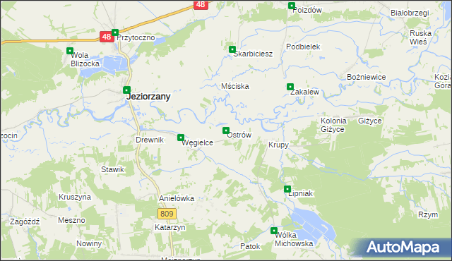 mapa Ostrów gmina Michów, Ostrów gmina Michów na mapie Targeo