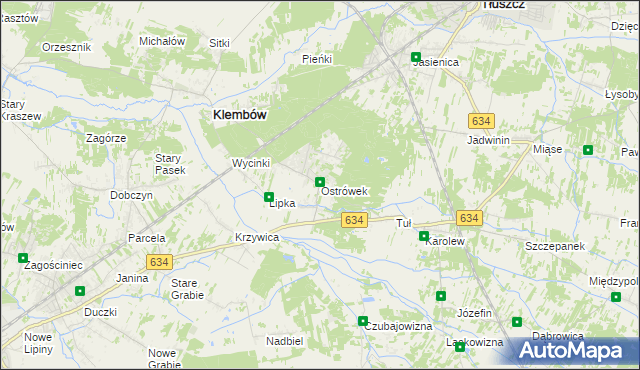 mapa Ostrówek gmina Klembów, Ostrówek gmina Klembów na mapie Targeo