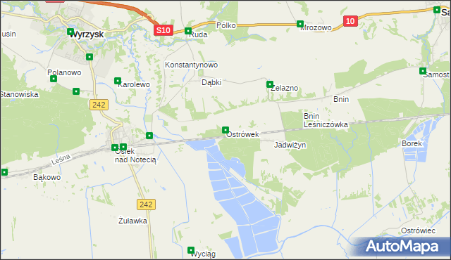 mapa Ostrówek gmina Wyrzysk, Ostrówek gmina Wyrzysk na mapie Targeo