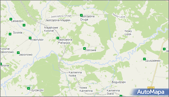 mapa Ostrowie gmina Sztabin, Ostrowie gmina Sztabin na mapie Targeo