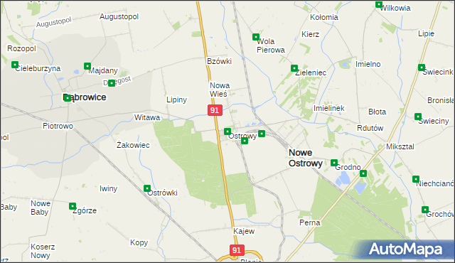 mapa Ostrowy gmina Nowe Ostrowy, Ostrowy gmina Nowe Ostrowy na mapie Targeo