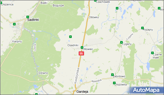 mapa Otłowiec, Otłowiec na mapie Targeo