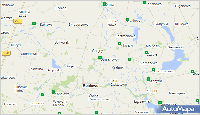 mapa Otmianowo, Otmianowo na mapie Targeo