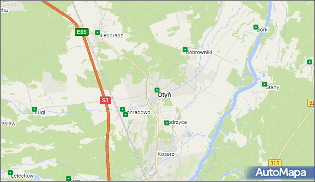 mapa Otyń, Otyń na mapie Targeo