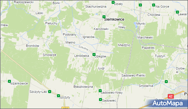 mapa Ożegów, Ożegów na mapie Targeo