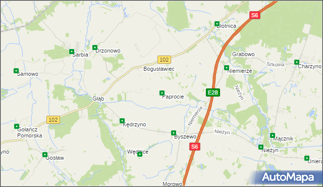 mapa Paprocie, Paprocie na mapie Targeo