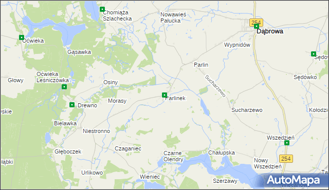 mapa Parlinek, Parlinek na mapie Targeo