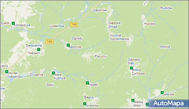 mapa Paruchy, Paruchy na mapie Targeo