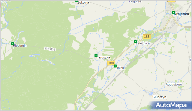 mapa Paruszka, Paruszka na mapie Targeo