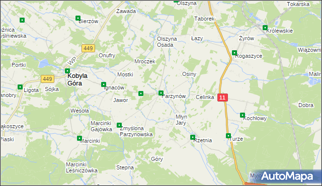 mapa Parzynów, Parzynów na mapie Targeo