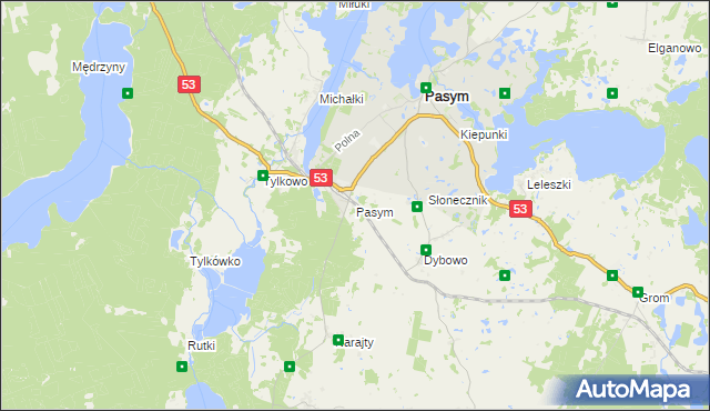 mapa Pasym powiat szczycieński, Pasym powiat szczycieński na mapie Targeo