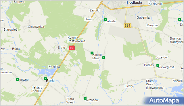 mapa Paszki Małe, Paszki Małe na mapie Targeo