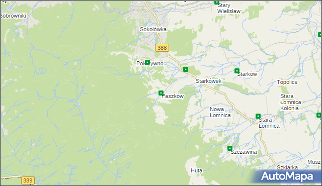 mapa Paszków gmina Bystrzyca Kłodzka, Paszków gmina Bystrzyca Kłodzka na mapie Targeo