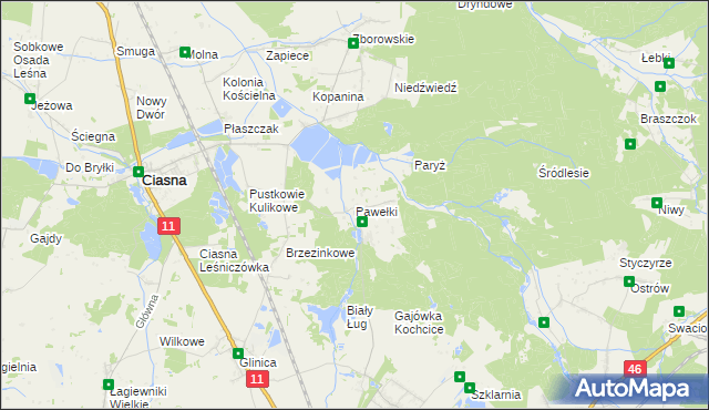 mapa Pawełki gmina Kochanowice, Pawełki gmina Kochanowice na mapie Targeo