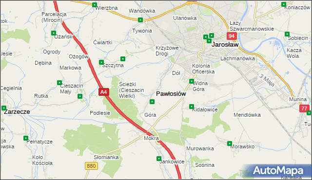 mapa Pawłosiów, Pawłosiów na mapie Targeo