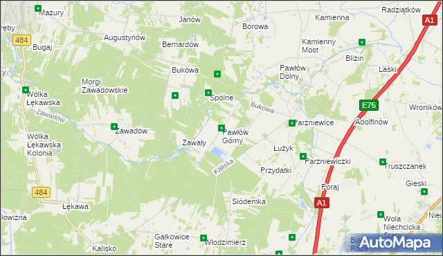 mapa Pawłów Górny, Pawłów Górny na mapie Targeo