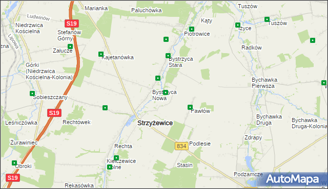 mapa Pawłówek gmina Strzyżewice, Pawłówek gmina Strzyżewice na mapie Targeo